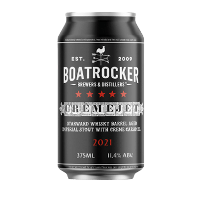 Boatrocker Cremejet 2021 Barrel Aged Creme Caramel Imperial Stout 375ml Can Craft Beer Boatrocker Brewers & Distillers