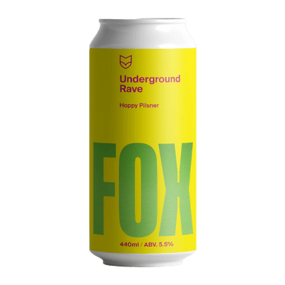 Fox Friday Underground Rave Hoppy Pilsner 440ml Can Craft Beer Fox Friday Craft Brewery