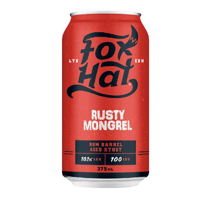 Fox Hat Rusty Mongrel Rum Barrel Aged Imperial Stout 375ml Can Craft Beer Fox Hat Brewing Co.