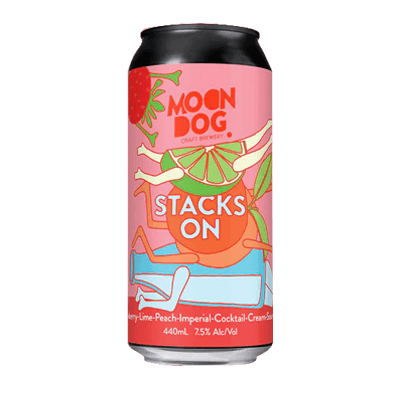 Moon Dog Stacks On Strawberry, Lime and Peach Imperial Cocktail Cream Sour 440ml Can Craft Beer Moon Dog Craft Brewery