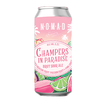 Nomad Champers in Paradise Dragonfruit, Passionfruit & Guava Brut Sour Ale 440ml Can Nomad Brewing Co.