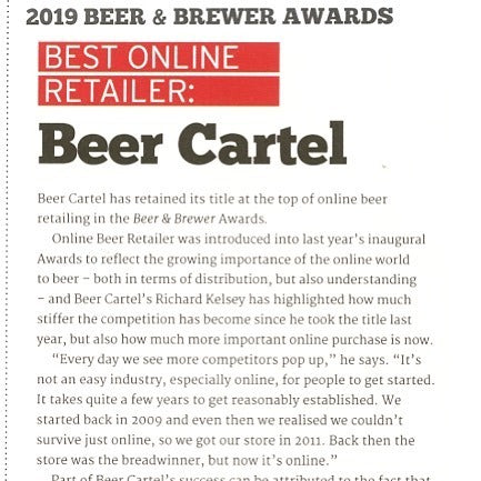 We’re super stoked to have taken out Best Online Retailer in the 2019 @beerandbrewer awards!