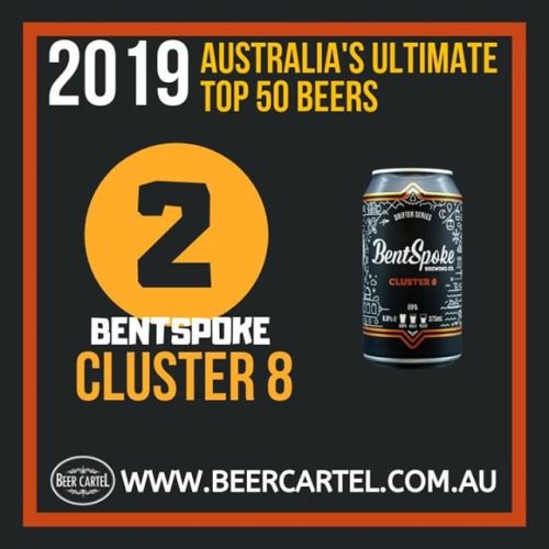 NUMBER 2 in Australia’s Ultimate Top 50 Beers for 2019: BentSpoke Cluster 8 IIPA