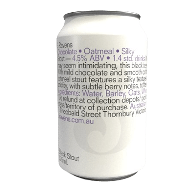 3 Ravens Black Oatmeal Stout 375ml Can Craft Beer 3 Ravens Brewery