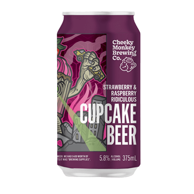 Cheeky Monkey Strawberry & Raspberry Ridiculous Cupcake Beer 375ml Can