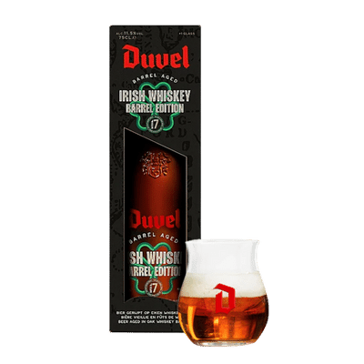 Duvel Barrel Aged Batch 7 Irish Whiskey Edition 750ml Bottle and Tasting Glass