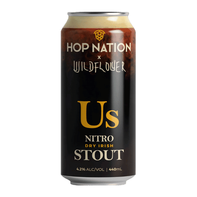 Hop Nation x Wildflower Us Nitro Dry Irish Stout 440ml Can