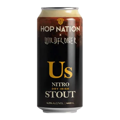 Hop Nation x Wildflower Us Nitro Dry Irish Stout 440ml Can