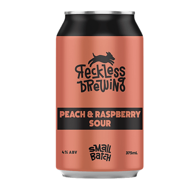 Reckless Brewing Small Batch Peach and Raspberry Sour 375ml Can Craft Beer Reckless