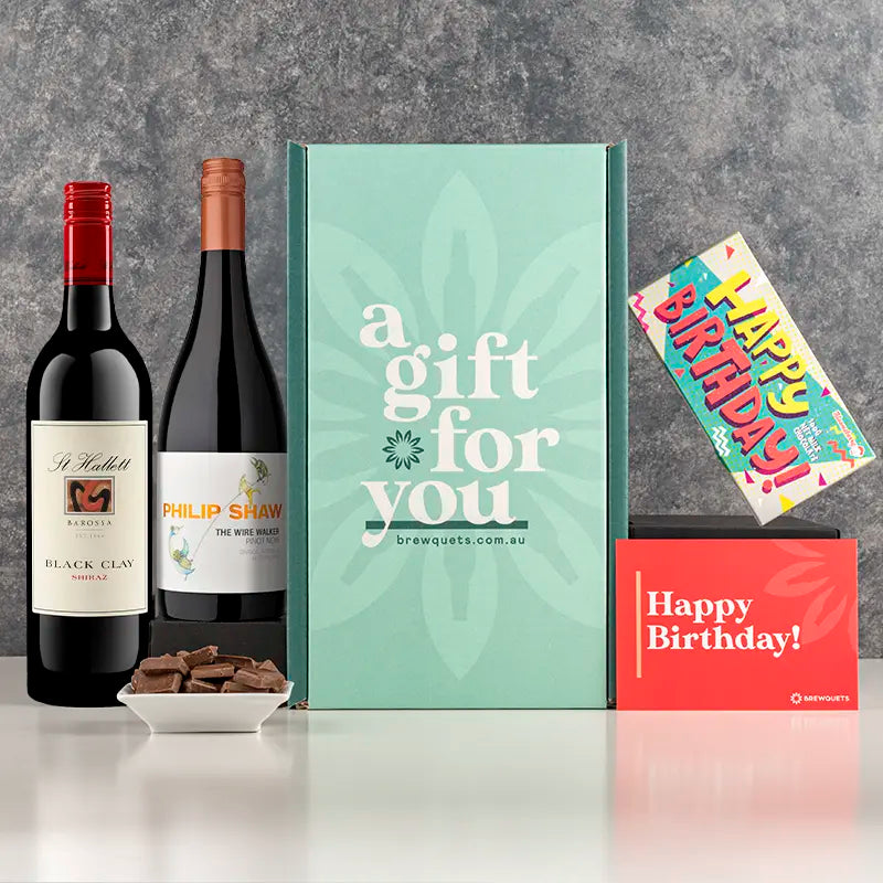 Birthday Duo Wine Hamper Duo Red (Shiraz & Pinot Noir) Gift Packs Brewquets