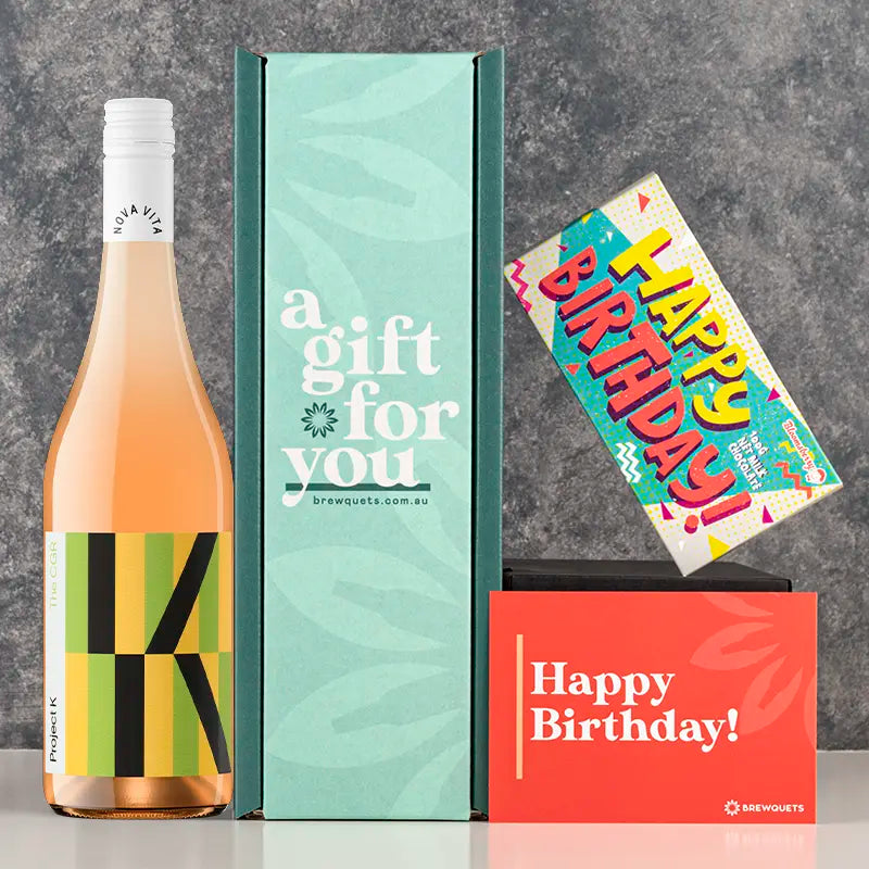 Birthday Wine & Chocolate Hamper Premium White ($30) Gift Packs Brewquets