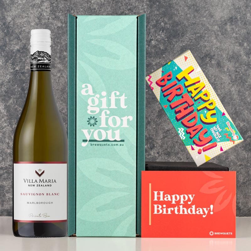 Birthday Wine & Chocolate Hamper Sauvignon Blanc Gift Packs Brewquets