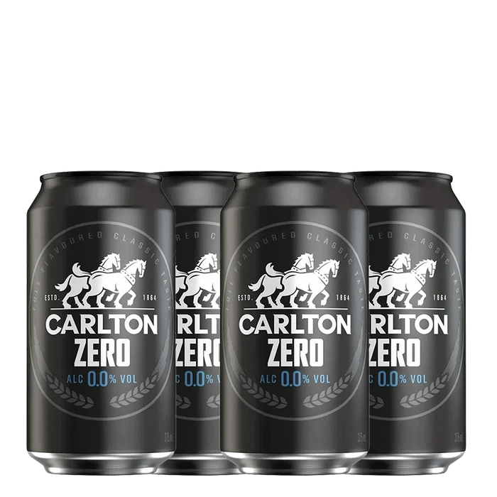 Carlton Zero Non Alcoholic Beer Cans Pack of 4 Sans Drinks Bundle Carlton Zero