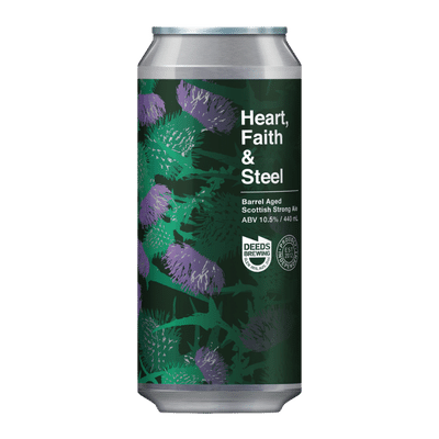 Deeds Heart, Faith & Steel Barrel Aged Scottish Strong Ale 440ml Can Craft Beer Deeds Brewing
