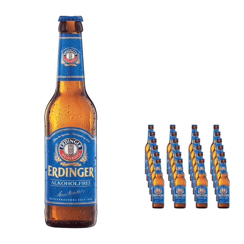 Erdinger Alcohol Free Wheat Beer Pack of 24 Sans Drinks Bundle Erdinger