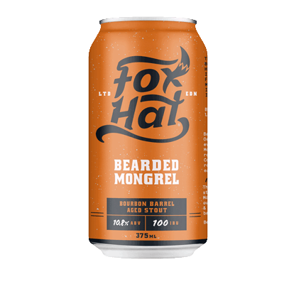 Fox Hat Bearded Mongrel Bourbon Barrel Aged Imperial Stout 375ml Can Craft Beer Fox Hat Brewing Co.