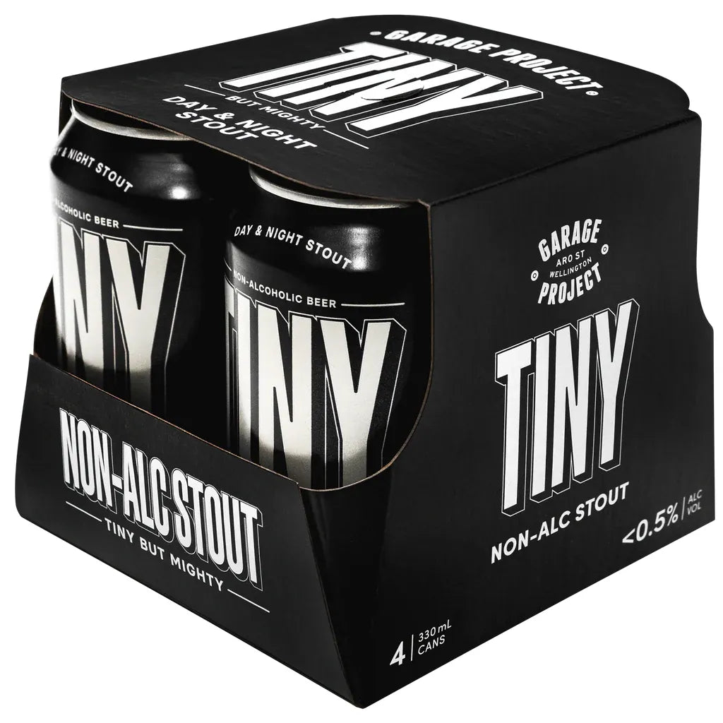 Garage Project Tiny Non-Alcoholic Day & Night Stout 330ml Pack of 4 Sans Drinks Bundle Beer Cartel