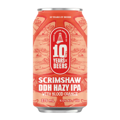 Green Beacon Scrimshaw DDH Hazy IPA with Blood Orange 375ml Can Craft Beer Green Beacon Brewing Co