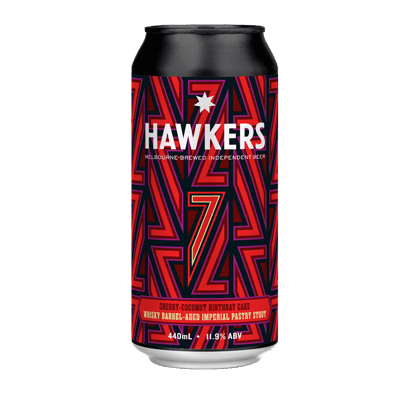 Hawkers Seven Birthday Whisky Barrel Aged Imperial Pastry Stout with Cherry & Coconut 440ml Can Craft Beer Hawkers Beer