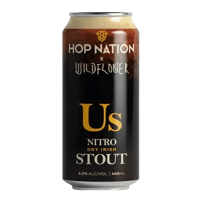 Hop Nation x Wildflower Us Nitro Dry Irish Stout 440ml Can Craft Beer Hop Nation