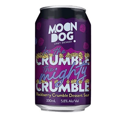 Moon Dog In the Crumble, the Mighty Crumble Blackberry Crumble Dessert Sour Ale 330ml Can Craft Beer Moon Dog Craft Brewery