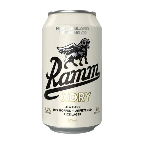New England RAMM X DRY Low Carb Rice Lager 375ml Can Craft Beer New England