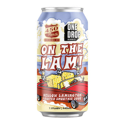 One Drop x 450 North On The Lam! Yellow Lamington Smoothie Sour 440ml Can Craft Beer One Drop Brewing Co