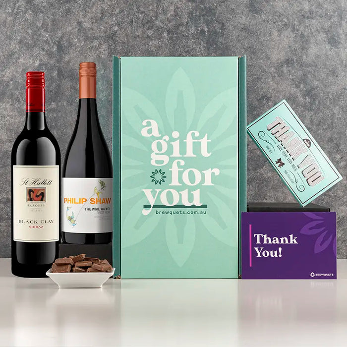 Thank You Duo Wine Hamper Duo Red (Shiraz & Pinot Noir) Gift Packs Brewquets