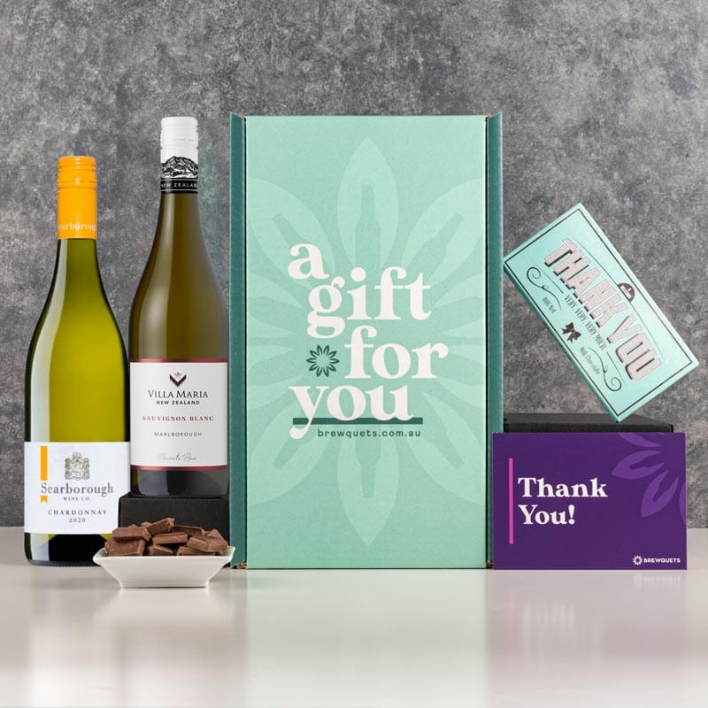 Thank You Duo Wine Hamper Duo White (Sauvignon Blanc & Chardonnay) Gift Packs Brewquets