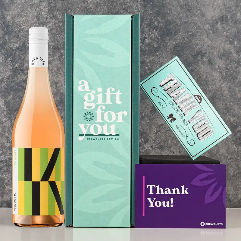 Thank You Wine & Chocolate Hamper Premium White ($30) Gift Packs Brewquets