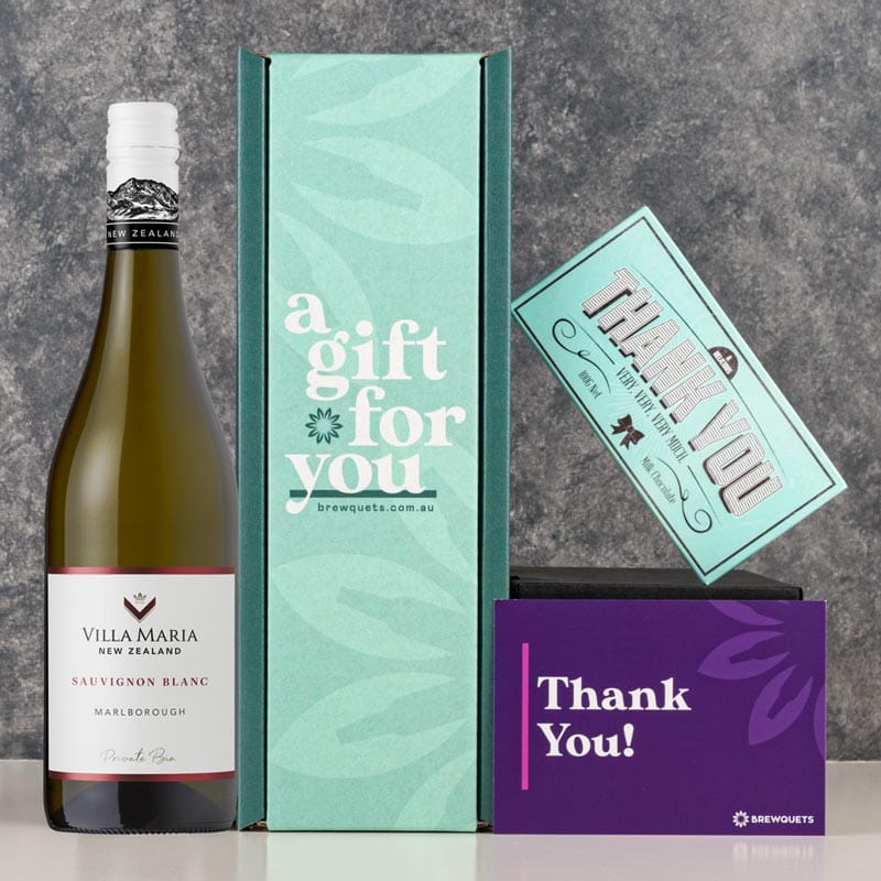 Thank You Wine & Chocolate Hamper Sauvignon Blanc Gift Packs Brewquets