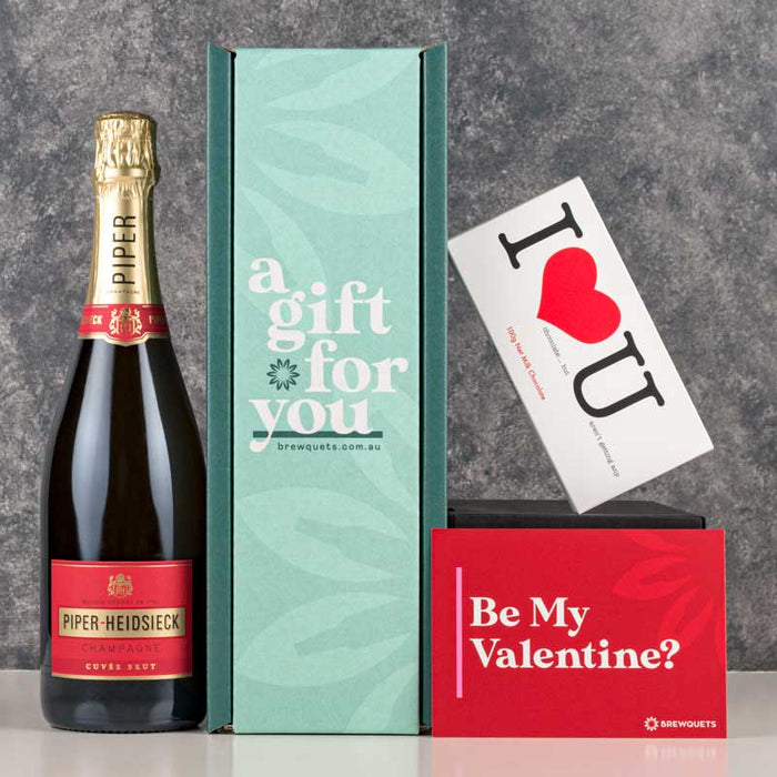 Valentine's Champagne & Chocolate Hamper Champagne & Sparkling Brewquets